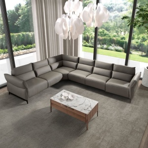Coltar LUX design italian modular cu functia relax Cowhide gri inchis - Img 9