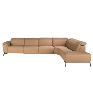 Coltar modular LUX design italian cu sezlong dreapta Piele Naturala, Brown - Img 2
