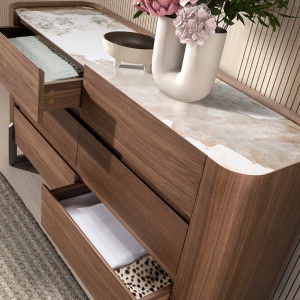 Comoda 6 sertare deosebita design LUX Walnut-Marble - Img 3