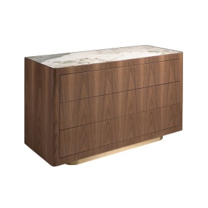 Comoda din furnir de nuc cu blat marmura portelanata Walnut - Img 2