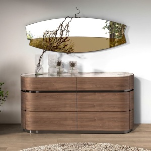 Comoda din furnir de nuc cu blat marmura portelanata Walnut - Img 5