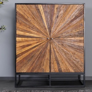 Comoda inalta design industrial vintage Barracuda 120cm, maro - Img 8