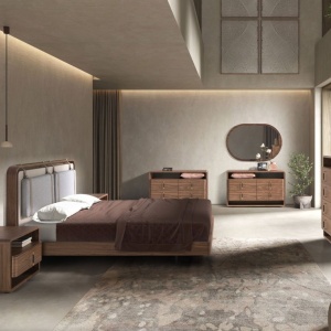 Comoda inalta design LUX cu sertare Walnut Veneer - Img 5