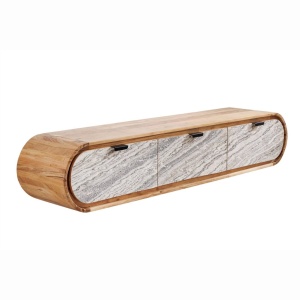 Comoda suspendata din lemn de salcam si furnir de piatra ORGANIC 160cm
