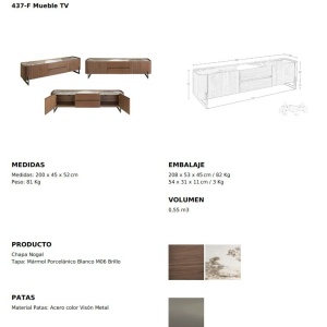 Comoda TV deosebita design LUX Walnut-Marble - Img 9