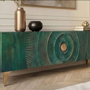 Comoda TV design vintage Golden Sunset 180cm turcoaz - Img 9