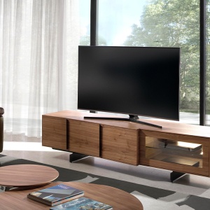 Comoda TV moderna cu design original si iluminat LED Wood - Img 6