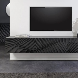 Comoda TV suspendata din lemn de mango Scorpion 200cm, negru A-44526 VC - Img 10