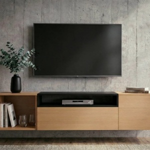Comoda TV suspendata LOFT 160cm natur/ negru - Img 9