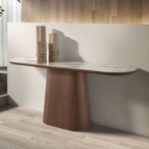 Consola cu blat din marmura portelanata Walnut 180x45cm - Img 9