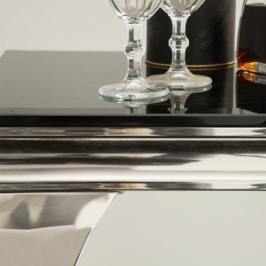 Consola eleganta cu picioare curbate din otel inoxidabil lustruit, Modern Barock negru - Img 4