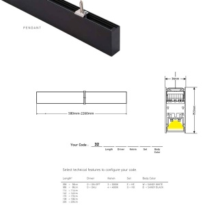 Corp de iluminat liniar suspendat 34MM 226CM ON/OFF - Img 4