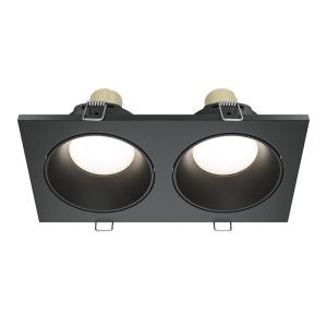 Corp incastrabil cu 2 spoturi design tehnic Zoom negru