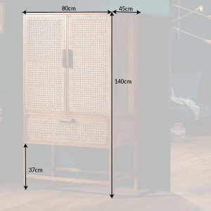 Dulap design oriental din lemn si bambus, Bamboo Lounge 140cm A-39821 VC - Img 8