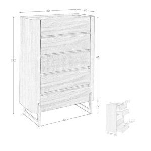 Dulapior 5 sertare deosebit design LUX Walnut-Marble - Img 10