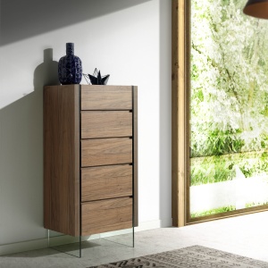 Dulapior elegant cu 5 sertare, design deosebit Aurore AC-CP1803-A-NOGAL - Img 4
