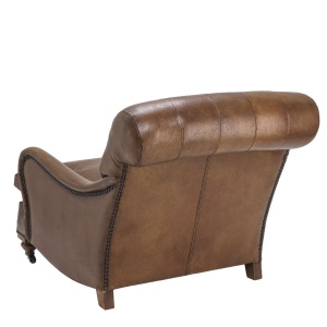 Fotoliu clasic design LUX Caledonian piele tobacco - Img 2