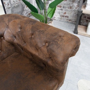Fotoliu clasic stil englezesc Chesterfield maro antic - Img 4