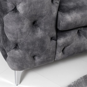 Fotoliu design Chesterfield, Catifea, Gri inchis, MODERN BAROCK - Img 7
