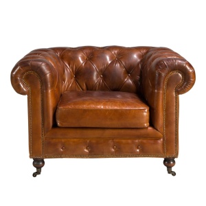 Fotoliu design italian Chesterfield piele maro - Img 3