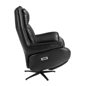 Fotoliu design LUX cu functia relax Cowhide Black leather - Img 3