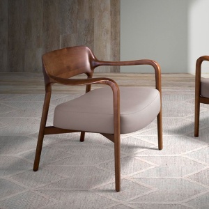 Fotoliu design modern din lemn tapitat din piele eco Mink
