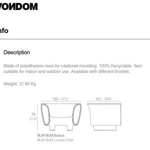Fotoliu lounge design modern, exterior, interior, BUM-BUM LOUNGE CHAIR 65008 Vondom - Img 6