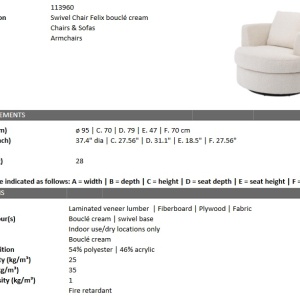 Fotoliu pivotant design elegant LUX Felix, crem 113960 HZ - Img 6
