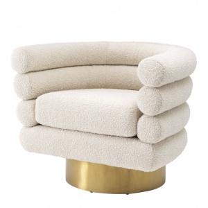 Fotoliu pivotant design elegant LUX Maguire, boucle crem 113939 HZ