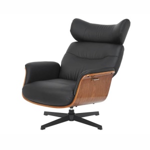 Fotoliu pivotant, functie relax, piele sintetica si furnir de nuc VOGUE - Img 3