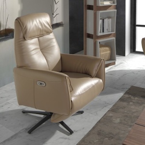 Fotoliu pivotant, functie relax si port USB, tapitat cu piele George - Img 7