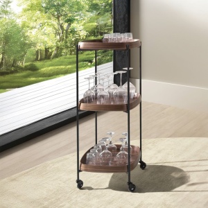 Gheridon, Mini Bar cu roti pentru bauturi si sticle Walnut