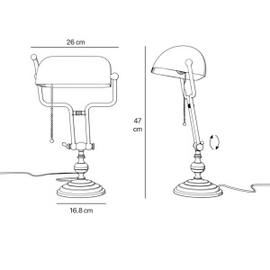 Lampa de birou din alama design clasic Compact Banker - Img 10