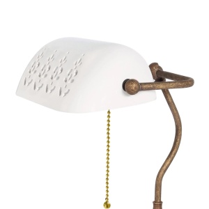 Lampa de birou din alama si ceramica alba Banker - Img 3