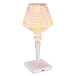 Lampa de masa cu baterii, plastic transparent cu efect de cristal Gixi alb 221722 universul-luminii.ro