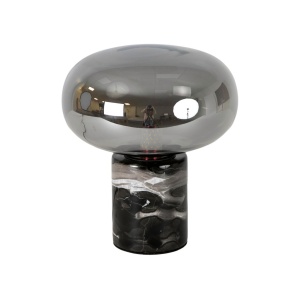 Lampa de masa din sticla fumurie si marmura portelanata neagra - Img 2