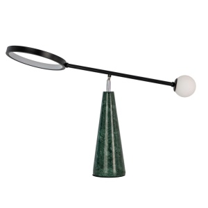 Lampa de masa LED din otel negru si marmura portelanata verde - Img 3