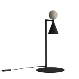 Lampa de masa LED moderna Art Deco Bingo negru/ travertin