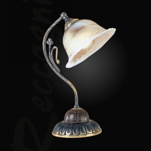 Lampa de masa rustica design italian din alama cu lemn 1801 105702 universul-luminii.ro
