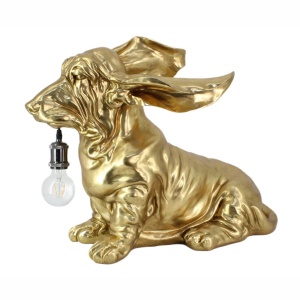 Lampa de masa sub forma figurina caine teckel DACKEL 70cm auriu