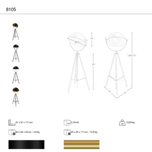 Lampa de podea cu trepied design industrial Black steel - Img 10