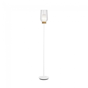 Lampa de podea design modern Nora alb/ lemn