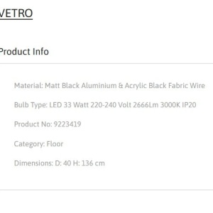 Lampa de podea LED design modern VETRO negru, D-40cm 152772 universul-luminii.ro