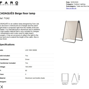 Lampa de podea LED iluminat exterior decorativ IP65 CADAQUES GRI 189642 universul-luminii.ro