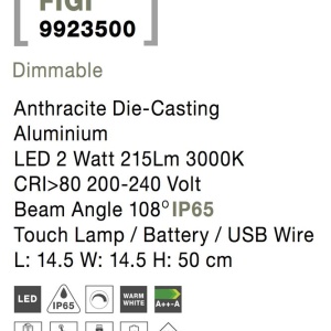 Lampa LED portabila pentru iluminat exterior IP65 FIGI H-50cm 190612 universul-luminii.ro