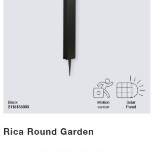 Lampa LED solara cu tarus, senzor de miscare, design modern, IP44 RICA ROUND 2118158003 NL 197142 universul-luminii.ro