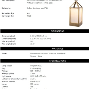 Lampa LUX pentru exterior, Protectie IP44, Riserva S 196652 universul-luminii.ro