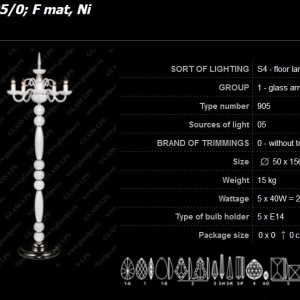 Lampadar 5 brate elegant design LUX S41 905/05/0, F mat, Ni - Img 3
