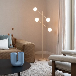 Lampadar cu 4 globuri sticla si metal bej Copenhagen 248402 universul-luminii.ro