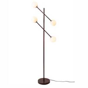 Lampadar cu 4 globuri sticla si metal visiniu Copenhagen